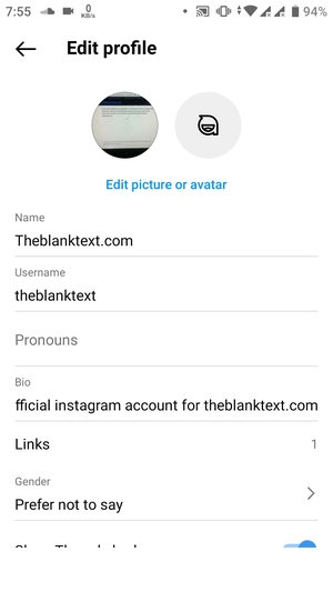 On the 'Edit Profile' page, tap on the 'Name' field.
