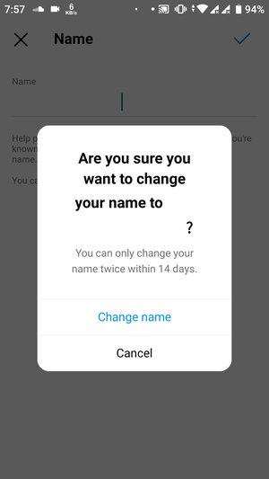 Confirm it again by tapping 'Change name' button.